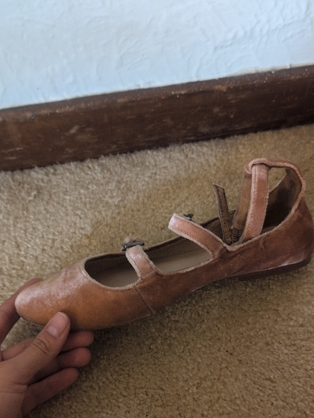 Madewell 'Julie' Triple Buckle Velvet Flats in Rose - Picture 8 of 11